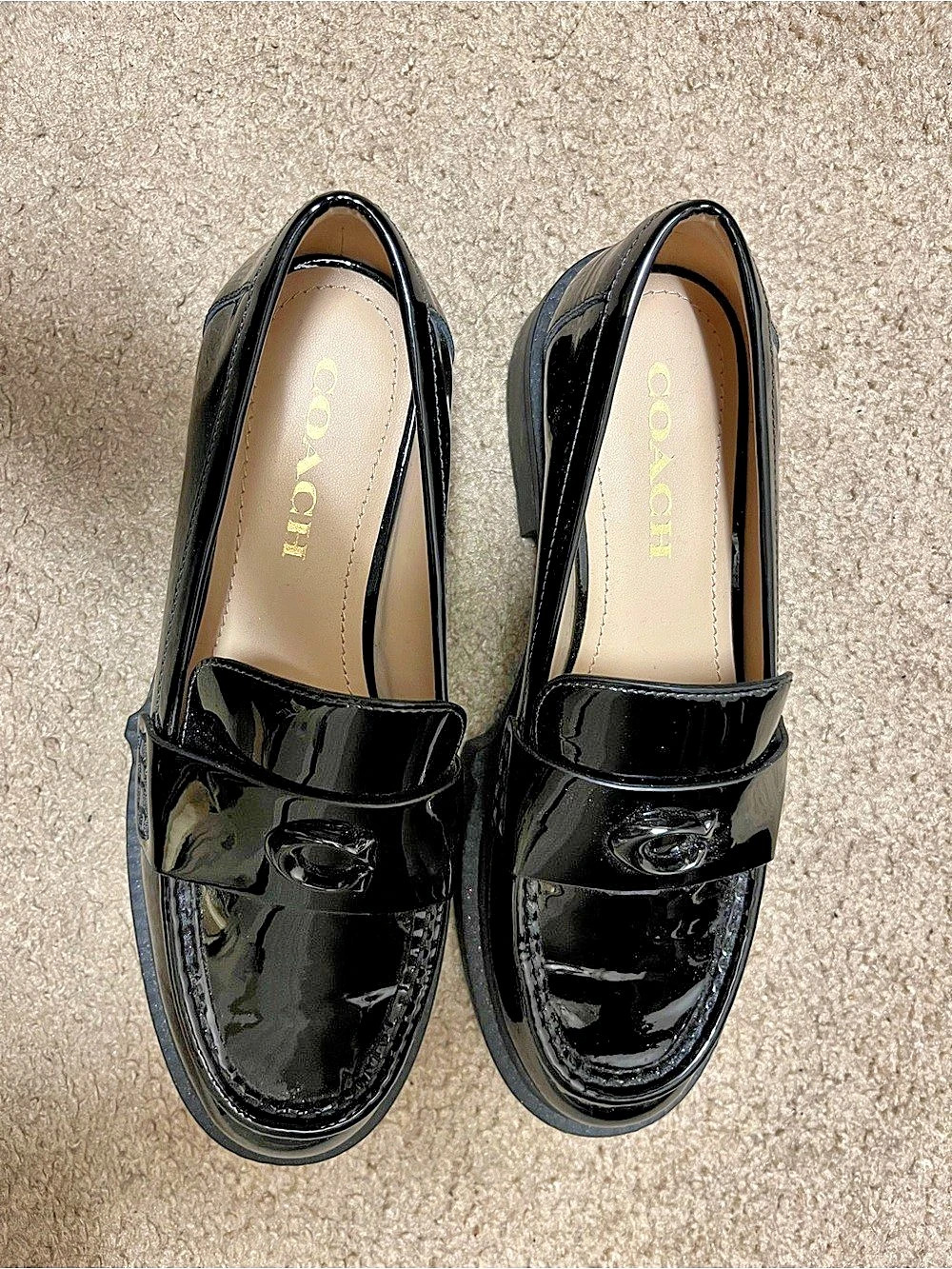 Coach Leah Platform Loafer Black Patent Leather
